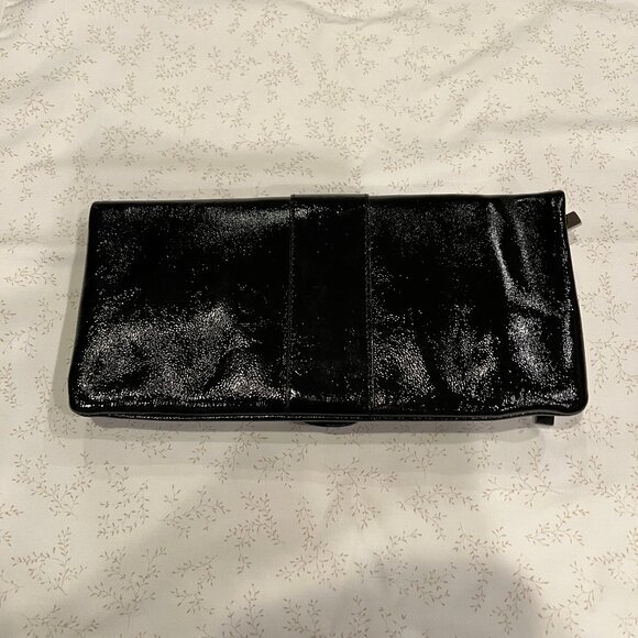 Hobo Foldover Clutch, Black Patent Leather - Picture 2 of 11